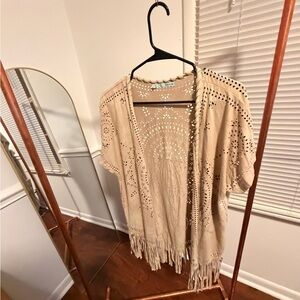 Maurices Tan Open-Front Cardigan